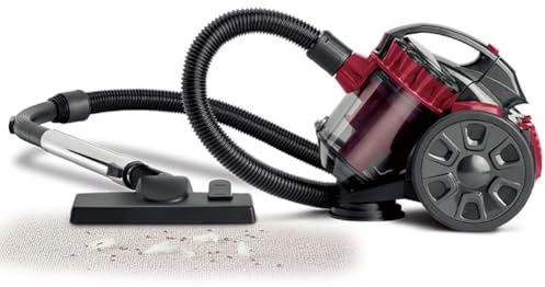 Limpiador de Pisos Duros, Aspirador Cilíndrico Sin Bolsa de Alta Potencia 2600W, Capacidad de 1,5 Litros, Filtro HEPA de 4 Etapas, para Polvo, Suciedad y Piso, Herramienta Turbo para Pelo de Mascotas
