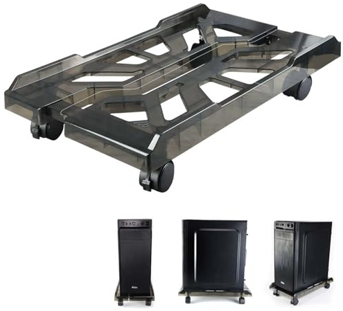 Qcdou Supporto PC Scrivania, Supporto per PC Case, Supporto per PC Case Stand Regolabile con 4 Ruote, CPU Holder Cart, Carrello Porta PC , per giocatori, studenti, casa/ufficio(G)