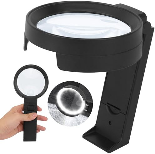 Loupe 30x 10x avec 12 lumières et support, loupe de poche pliable pour dégénérescence maculaire, lecture pour personnes âgées, pièces de monnaie, bijoux, loisirs, réparation de montre, soudure et