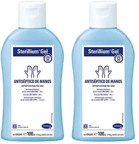 Sterillium, Gel Hidroalcohólico, Gel Desinfectante de Manos, Gel Antiséptico, Amplio Espectro de Acción, Aporta Hidratación, Protección y Suavidad, Color Azul (100 ml) (Paquete de 2)