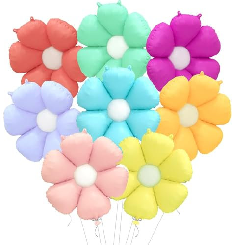 Ballons Marguerite Coloré, 8 Pièces Ballon Fleur en Aluminium, Balloon Marguerite Anniversaire Pastel, Balon Fleur Helium pour Anniversaire Mariage Fête Décoration