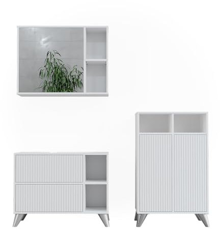 Vicco Conjunto de Muebles de baño Leano, Blanco, 80 cm, Juego 2