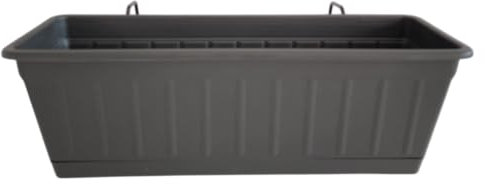 Seat Flor srl® Vaso per balcone, fioriera da balcone, vaso porta fiori, balconiera, cassetta porta fiori (modello kit completo) (3, Antracite)