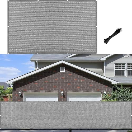 Telo frangivisto Balcone 90 x 240 cm Traspirante Protezione solare, Anti-UV frangivisto balcone ringhiera Facile da installare con Occhielli Telo Privacy Schermo, per terrazza, Grigio Chiaro