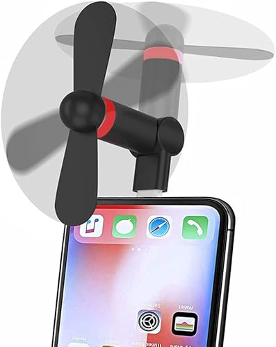 Aoiutrn Mini-Ventilator, 180 Grad drehbar, tragbar, Kühler, Handyventilator, kompatibel mit iPhone 14/14Pro Max/13/13 Pro Max/12/12 Pro Max/11/11 Pro/11 Pro Max/X/Xs/Xr/iPad und mehr (schwarz)
