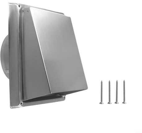 Grille d'aération carrée murale en acier inoxydable avec protection anti-insectes pour ventilateur d'échappement pour intérieur et extérieur, 100-150 mm (125 mm)