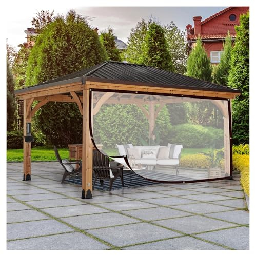 QSTGX Telo Trasparente Occhiellato Impermeabile Telo Copertura Esterno per Gazebo per Patio, pergola, Veranda, Gazebo Tenda divisoria(3.6x3m/11.81x9.84ft)