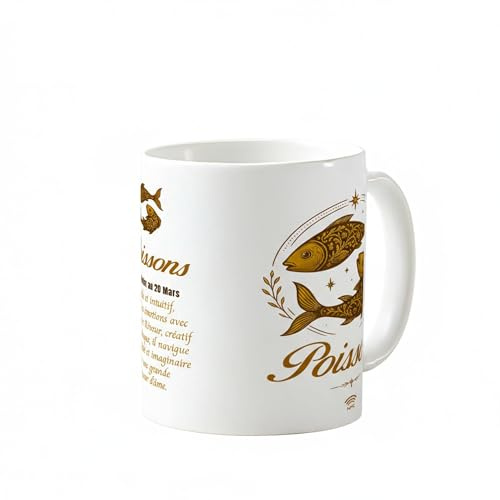 Callvin HOROSCUP – Version française – Mug Interactif Horoscope Quotidien | Tasse NFC | Cadeau Zodiaque – Poissons – Made in France