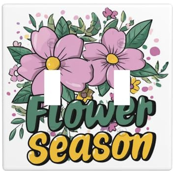 Placa de pared para interruptor de pared de doble banda, diseño de flores rosas, tamaño estándar, 11,4 x 11,4 cm