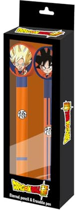 Karactermania Dragon Ball Ultra Instinct-Confezione di Matita Eterna + Penna Gel Cancellabile, Nero, 14 x 23 cm