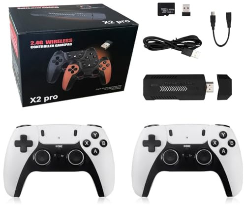 Joytopiaminds New X2 PRO Retro Game Console Stick, 4K Ultra HD HDMI Output Plug & Play TV Game Arcade with Dual Wireless Controllers for TV Projector Monitor (128G/40000+Games)
