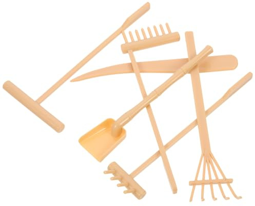 ERINGOGO Ensemble de 6 Râteaux de Jardin Zen Miniatures Jaunes pour Bac à Sable, Outils Artisanaux de Table à Sable, Accessoires Légers pour Loisirs Créatifs et Relaxation au Bureau
