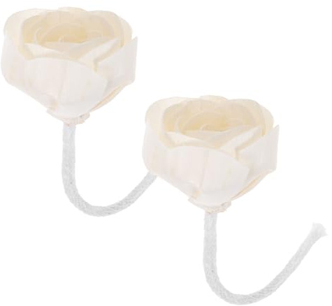 PENIKOKO Diffusore di Aromaterapia Floreale alla Rosa con Fiori Artificiali da 7 Cm, 2 Pezzi con Stoppino in Cotone, Profumo Duraturo per Casa, Bagno e Ufficio senza Fiamma