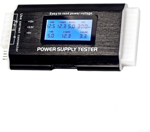 ATX Netzteil Tester mit LCD Display, Digital Voltmeter für 24/20 Pin für MOLEX für SATA für PCIE, Spannungsprüfgerät für PC Netzteile(Aluminum alloy black)