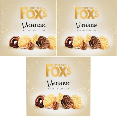 Fox Fabulous Viennese Biscuit Selection 350g | Luxury Assorted Viennese Biscuits | Chocolate & Cream Filled Biscuits | Premium Tea Time Treats Gift Box (pack of 3)