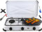 Campingkocher 3 flammig Gaskocher Gasgrill 4,25 KW mit Deckel Gasherd Kochfeld + Grillplatte + Phönix Gasherdkreuz + Gasschlauch-Regler Set