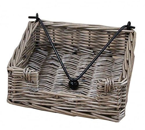 avasee Serviettenhalter in Antik-Optik, Schwarz, Weide, 195 x 190 x 70 mm