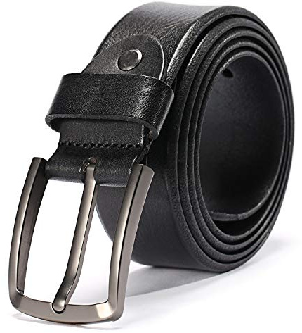 Hzhy Men's Leather Belt,100% Full Grain Leather with Anti-Scratch Pin Buckle,Great for Jeans,Casual,Cowboy & Work Wear