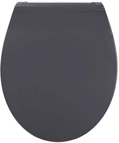 Soft Close Toilet Seat Made of Duroplast, Fascinating Design, Detachable, Easy to Mount from top (Flat Grey)