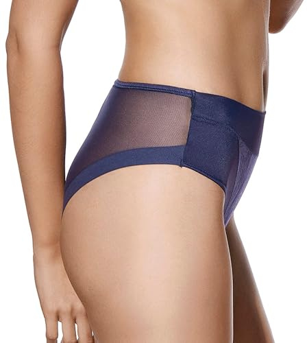 Selene, Braga de Mujer Cintura Alta Ligeramente Contenedora, Braguita Efecto Moldeador con Transparencias, Colección Violeta