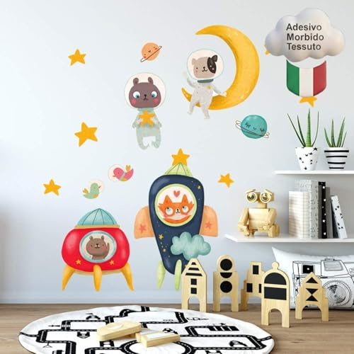 kina - Pegatina Pared Decoración Habitación Niños R00512 - Material Tela Ecológica, Hipoalergénico, Reposicionable, Efecto caricia, Escuela infantil - Gráficos Universo y medir 100x30 cm