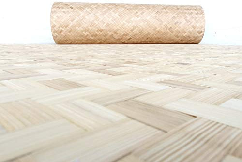 Tapis tressé en bambou 240 x 120 cm – Tapis en fibre de bambou collé comme décoration intérieure ou revêtement mural