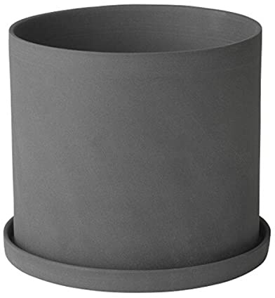 blomus -Nona- Kräutertopf Size S, sanfter Grauton, Elegantes Wohnaccessoire, Farbe Pewter (65974)
