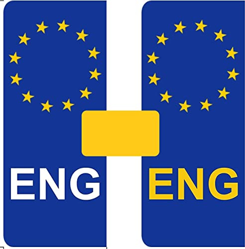 Number Plate Vinyl Stickers United Kingdom - EU Flag - ENG - 2 x set of 2 by Party Decor