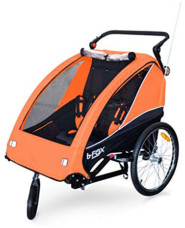 PAPILIOSHOP B-FOX Remolque de bicicleta o cochecito para transporte de 1 2 niños (naranja)