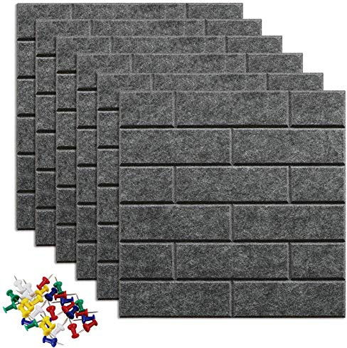 Uoisaiko Filz Pinnwand Selbstklebend mit 30 Pinnnadeln, 6 Stück Große Pinwand Filzboard Memotafeln Memo Boards Bulletin Board für Büro Küche Wanddekoration, Schall Dämmung