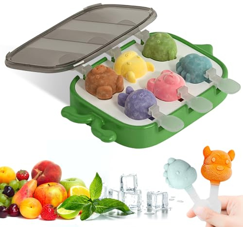 Eisformen Silikon, 6 Eisformen Eis am Stiel, DIY Ideen Eiscreme Formen,Eisförmchen BPA Frei für Kinder, Popsicle Formen Set mit Sticks und Tropfschutz