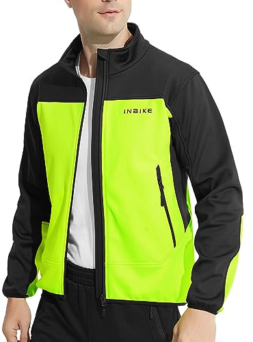 INBIKE Fahrradjacke Herren Winter Wasserdicht Atmungsaktiv Winddicht Radjacke Softshelljacke Jungen Regen Jacke Leicht Frühling Herbst Outdoor MTB Fahrrad Radsport Grün Schwarz S