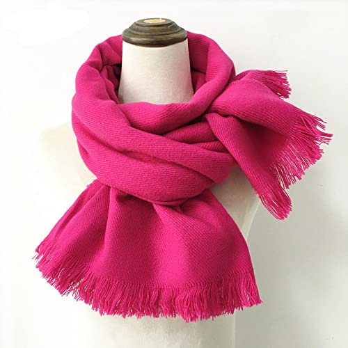 Egurs Fransen Schal Damen Kaschmirschal Einfarbig für Geburtstag,Muttertag,Weihnachten oder Jahrestag 70 x 180cm Rose Rot Rose Rot