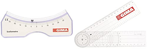 GIMA ref 27351 Escoliómetro para la evaluación de escoliosis, instrumento médico para detectar la presencia y la entidad de la giba costal + Goniómetro ortopédico