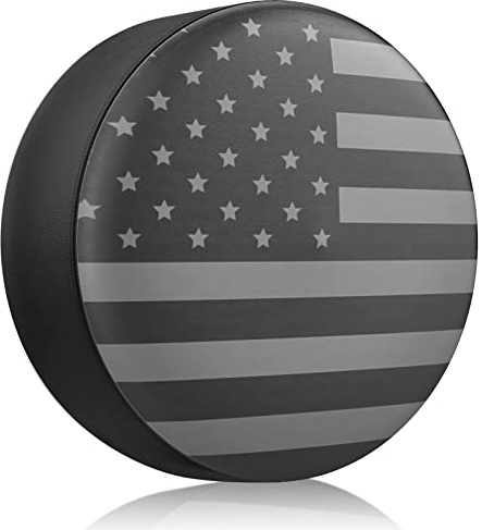 Spare Tire Cover for RV Trailer, Waterproof Leather Wheel Cover with American USA Flag, Camper Spare Tire Cover Fit for Jeep Wrangler Rv SUV Truck Travel Trailer 15