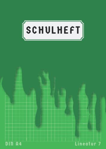 Schulheft A4 Lineatur 7: Matheheft 7mm Kariert Ohne Rand Rechenheft | 50 Blatt | Grün