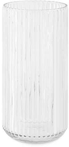 Navaris Vaso Vetro Trasparente - Vaso Alto da Interno a Coste - Minimal Decorativo Cilindrico - Lungo per Tulipani e Fiori Alti - Forma Originale - Ø 11,5 x 25 cm