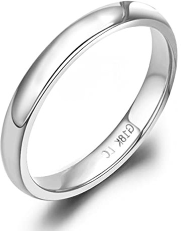 KnSam Echt Gold Schmuck Trauringe Frauen Weißgold 750, Freundschaftsringe Hochglanzpoliert Design Eheringe Gr.58 (18.5)