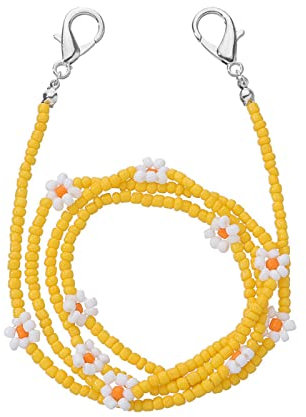 Brillenkette Mode Lesebrillen Kette Bunte Blumen Gänseblümchen Handgemachte Perlen Sonnenbrillen Spektakel Kordel Schnur Umhängeband Gelb