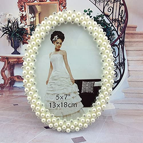 luckxuan Fotorahmen/Bilderrahmen Fotostudio Hochzeitsfotos Nachahmung Perle Fotorahmen Home Decoration Rahmen Dekoration Bilderrahmen Geschenk Foto Frame Leerrahmen (Color : JS1014-57)