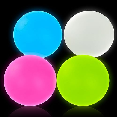 Ainiv 4 Stück Leuchtend Antistressball, Anti Stress Ball Fidget Fun Toy, Massagebälle Handtrainer, Angst Abbauen Sensorische ADHD Spielzeug Geschenk, Wurfball Spielzeug für Erwachsene