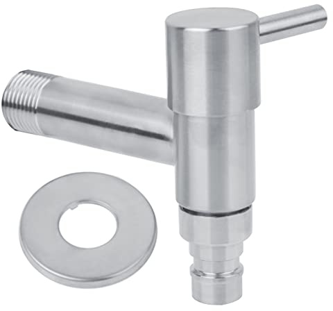 G1/2 Waschmaschinen-Wasserhahn, Edelstahl-Kaltwasserhahn rostfrei langlebig wandmontiert Silber G1/2 für Waschmaschine Badezimmer Garten Mopp Pool