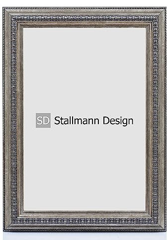 Stallmann Design Barockrahmen “FAME” | 50x70 cm | Silber | Echtholz-Bilderrahmen antik | 80 andere Größen verfügbar | Fotorahmen aus Holz im Vintagestyle