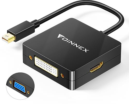 Mini DisplayPort to VGA HDMI DVI Adapter, Microsoft Surface Pro Video Display 4K Mini DP Converter, Thunderbolt 2 to DVI HDMI VGA Adaptor, for MacBook Air, to Projector, Monitor-Black
