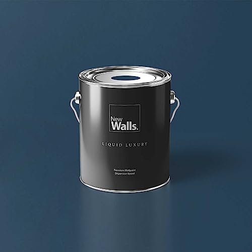 New Walls Premium Wandfarbe Blau, Dunkelblau Liquid Luxury Dispersionsfarbe für Innenräume – 5 L
