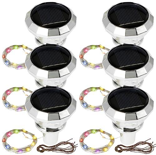6Pcs Solar Wine Bottle Lights 2M 20LED Copper Wire Fairy String Lights IP65 Waterproof Cork Lights Flexible Wine Bottle String Lights Auto On/Off for Wedding Christmas Party Decor(Color Light)