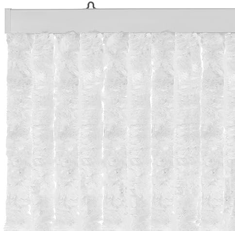 Moritz Flauschvorhang aus Chenille 56 x 185 cm Weiß Türvorhang als Fliegenschutz Insektenschutz für Camping Wohnwagen