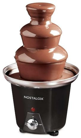 Nostalgia Electric Chocolate Fondue Fountain, 24-Ounce, 3-Tier Set, Fountain Machine for Cheese, Melting Chocolate, Liqueurs, Black
