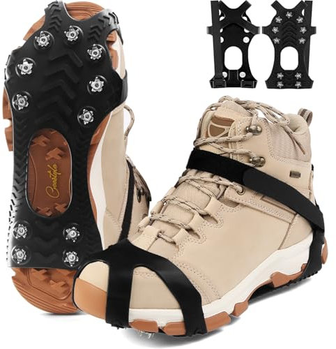 Ceestyle Steigeisen für Bergschuhe mit 11 Zähne Verdickte Schuhkrallen aus Edelstahl Anti-Rutsch Schuhspikes für Wandern Trail Running Trekking Winter Outdoor