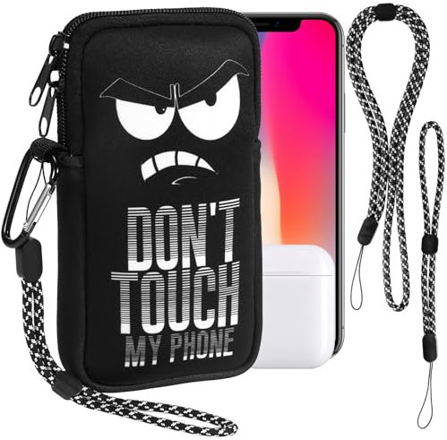 Handytasche für Smartphones, Universelle Neopren Handy Hülle, 7 Handy Tasche Hülle Cover Case Schutzhülle mit Karabiner Umhängeband für iPhone 15 16 Samsung, Geschenk für Männer Frauen, 18,5x10cm